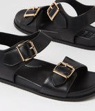 Ziera HASTICE Black Leather Sandals